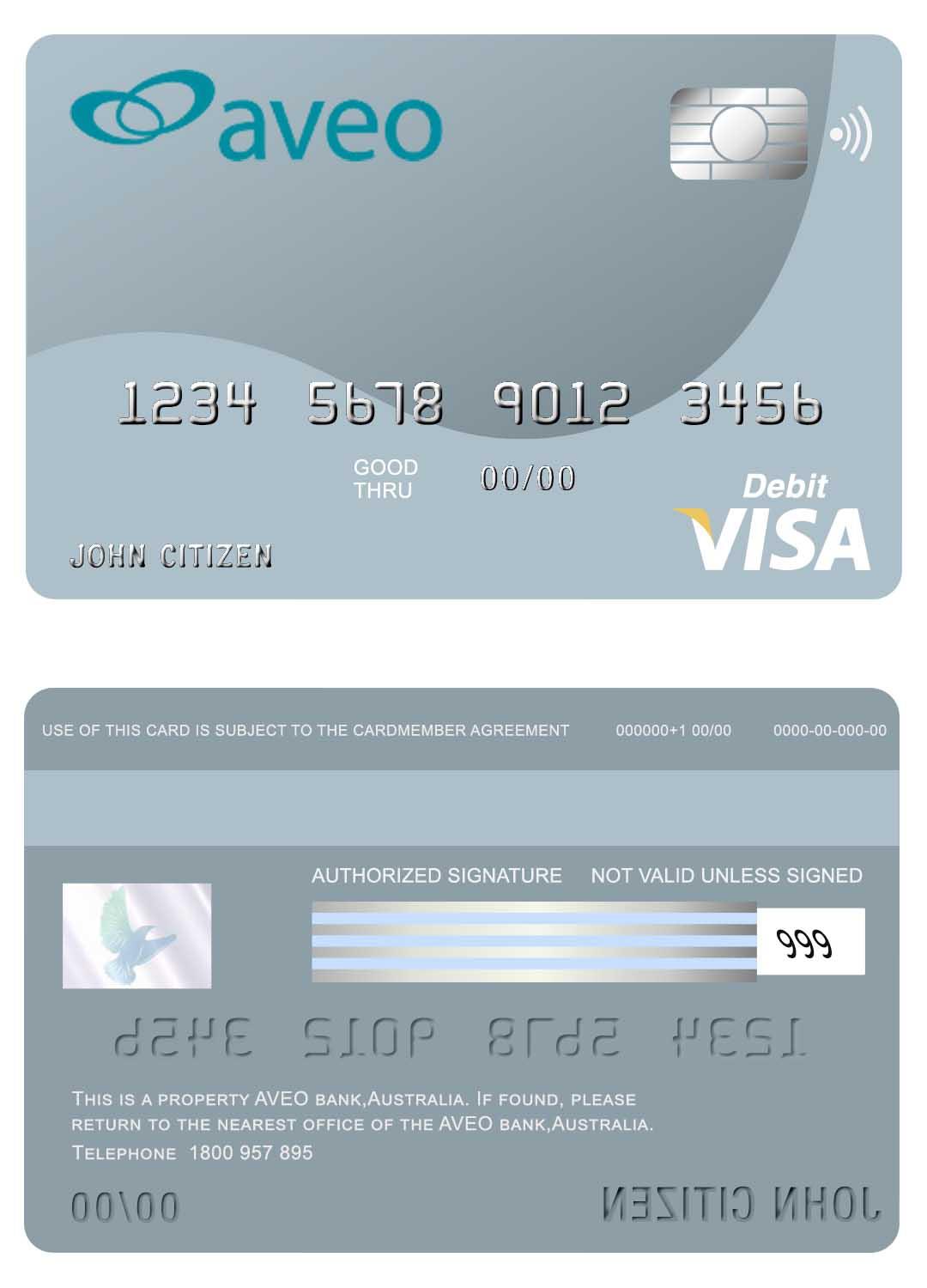 Australia Aveo bank visa card